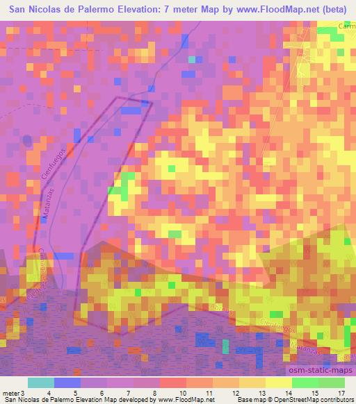 San Nicolas de Palermo,Cuba Elevation Map