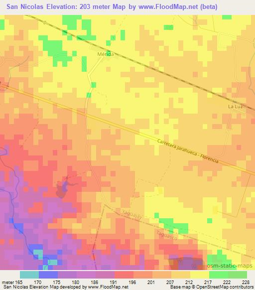 San Nicolas,Cuba Elevation Map
