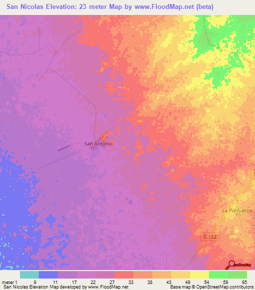 San Nicolas,Cuba Elevation Map