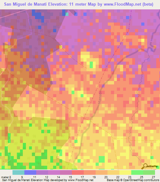 San Miguel de Manati,Cuba Elevation Map