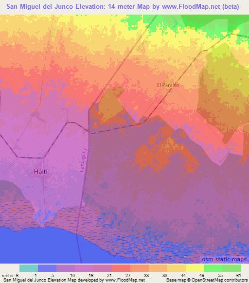 San Miguel del Junco,Cuba Elevation Map