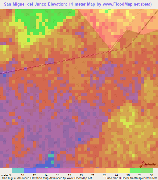 San Miguel del Junco,Cuba Elevation Map