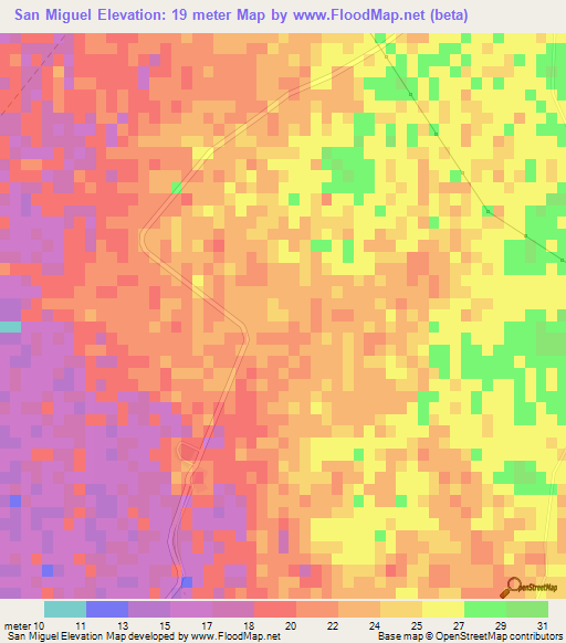 San Miguel,Cuba Elevation Map