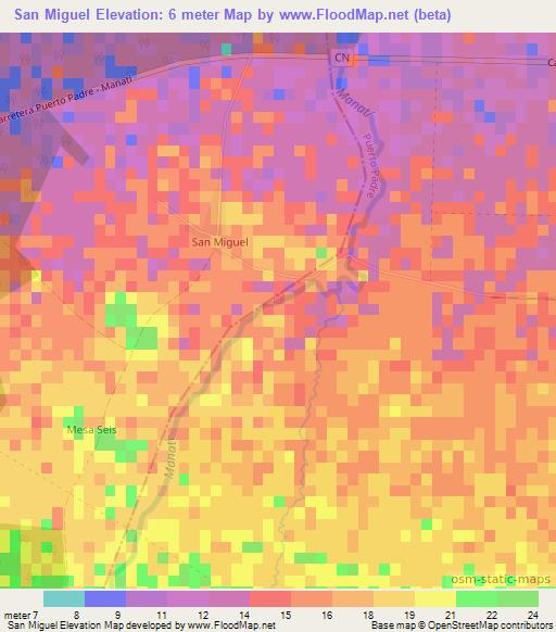 San Miguel,Cuba Elevation Map