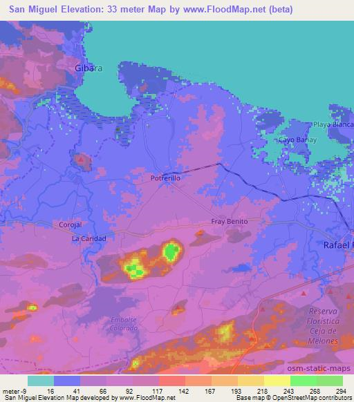 San Miguel,Cuba Elevation Map
