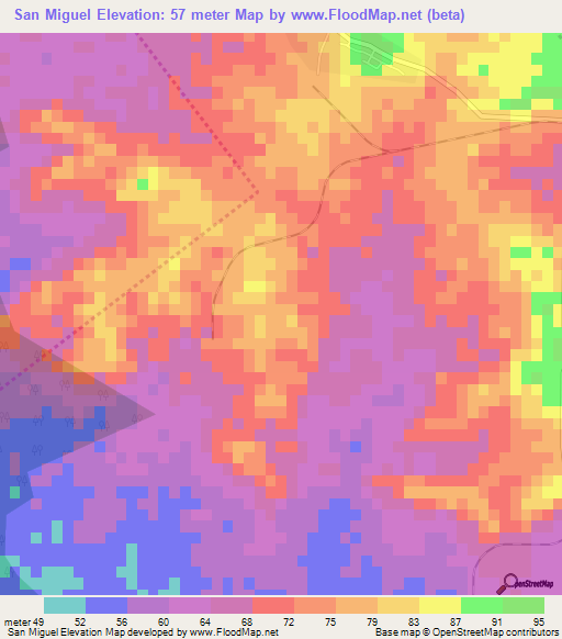 San Miguel,Cuba Elevation Map