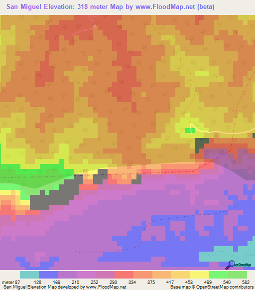San Miguel,Cuba Elevation Map