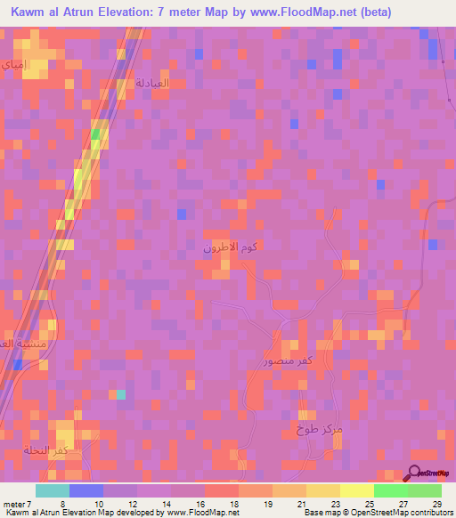 Kawm al Atrun,Egypt Elevation Map