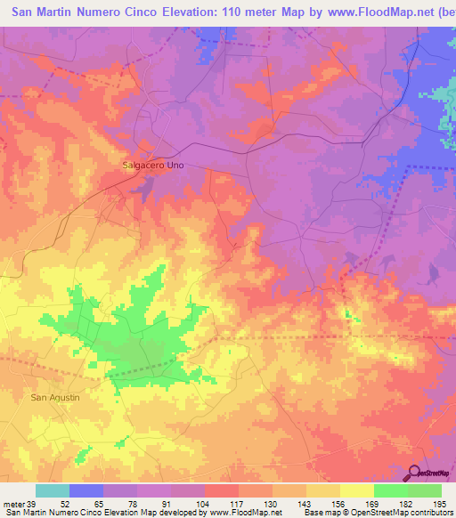 San Martin Numero Cinco,Cuba Elevation Map