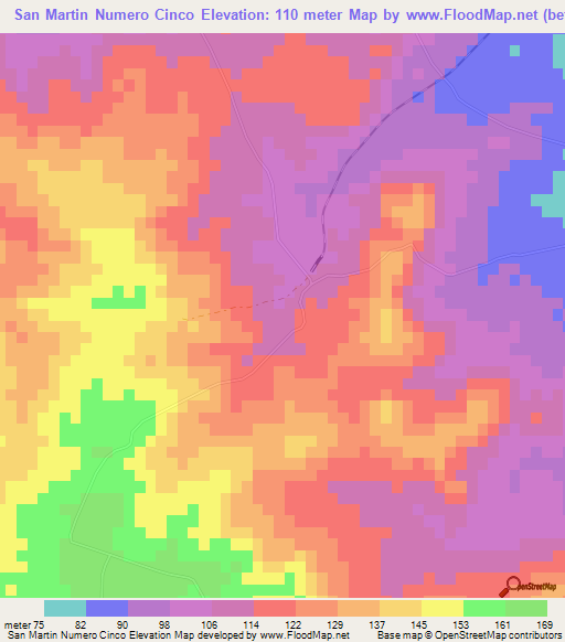 San Martin Numero Cinco,Cuba Elevation Map
