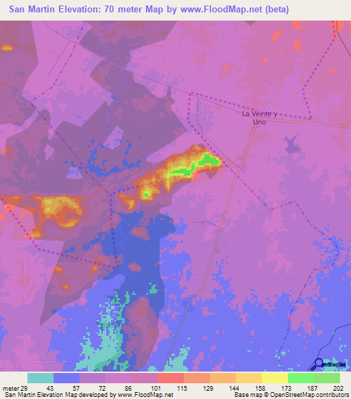 San Martin,Cuba Elevation Map