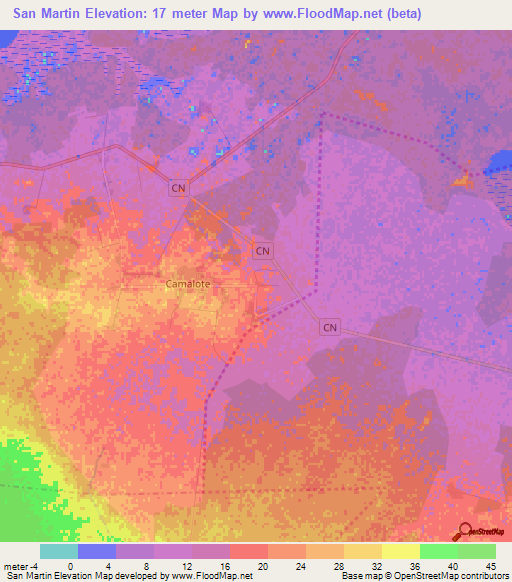 San Martin,Cuba Elevation Map