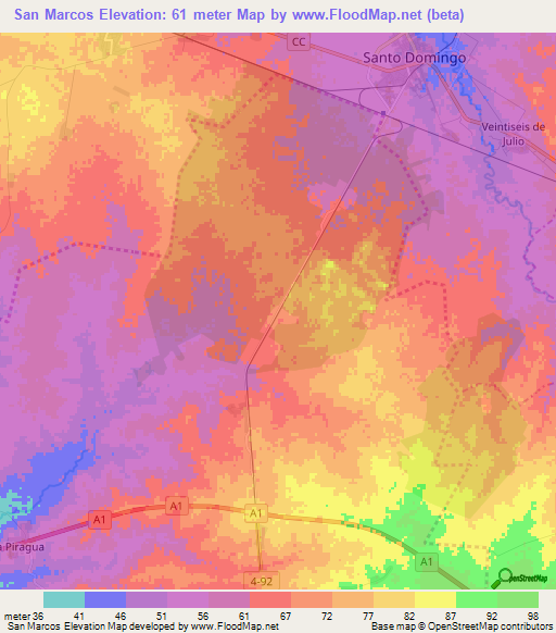San Marcos,Cuba Elevation Map