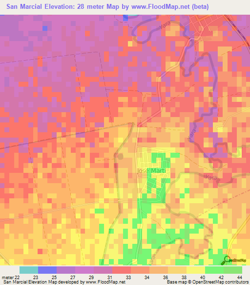 San Marcial,Cuba Elevation Map