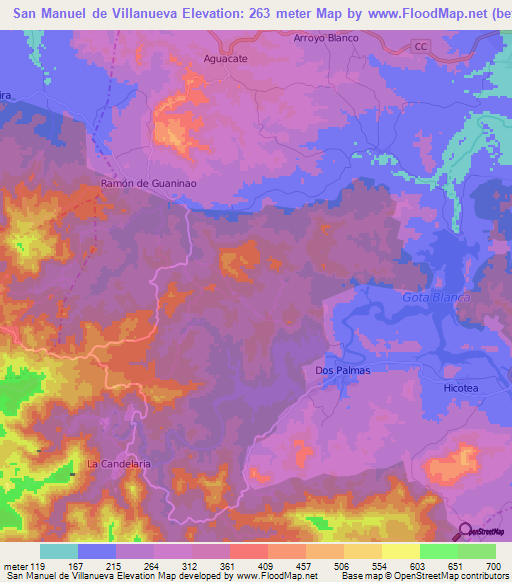 San Manuel de Villanueva,Cuba Elevation Map