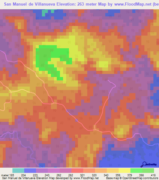 San Manuel de Villanueva,Cuba Elevation Map