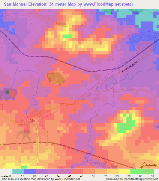 San Manuel,Cuba Elevation Map