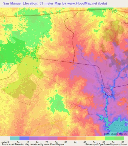 San Manuel,Cuba Elevation Map