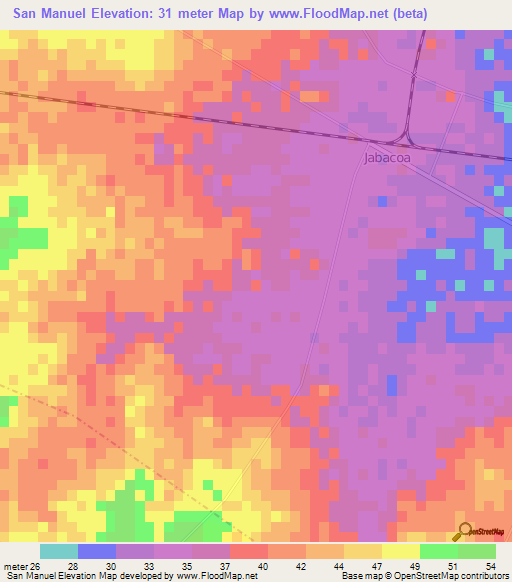 San Manuel,Cuba Elevation Map