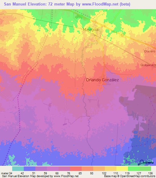 San Manuel,Cuba Elevation Map
