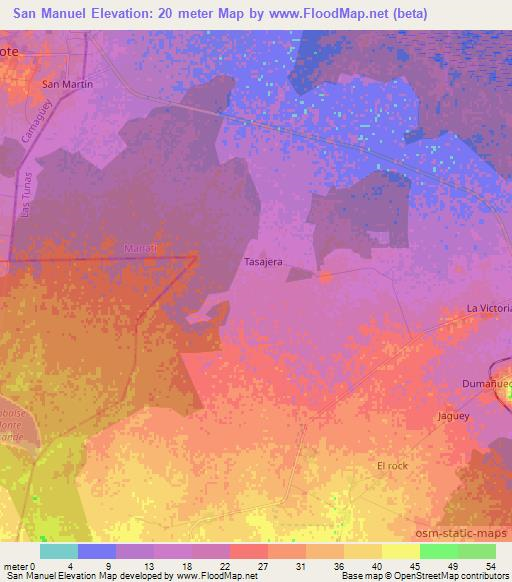 San Manuel,Cuba Elevation Map