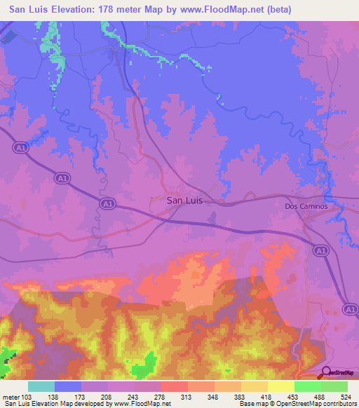 San Luis,Cuba Elevation Map