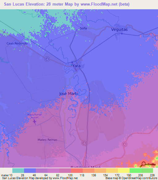 San Lucas,Cuba Elevation Map