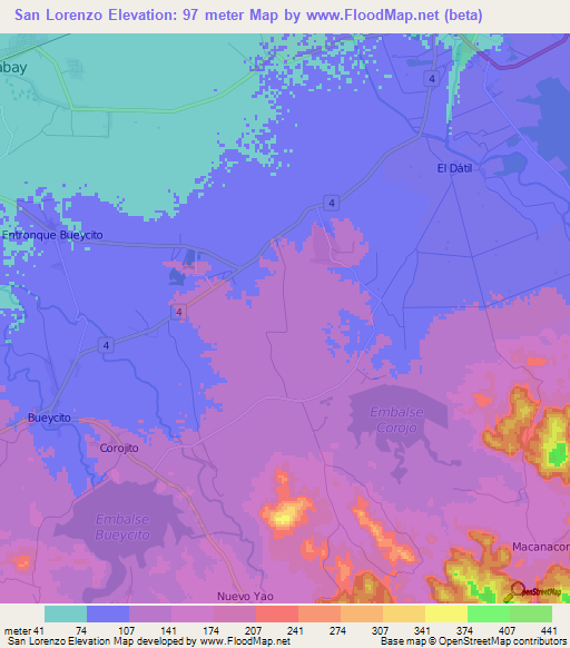 San Lorenzo,Cuba Elevation Map