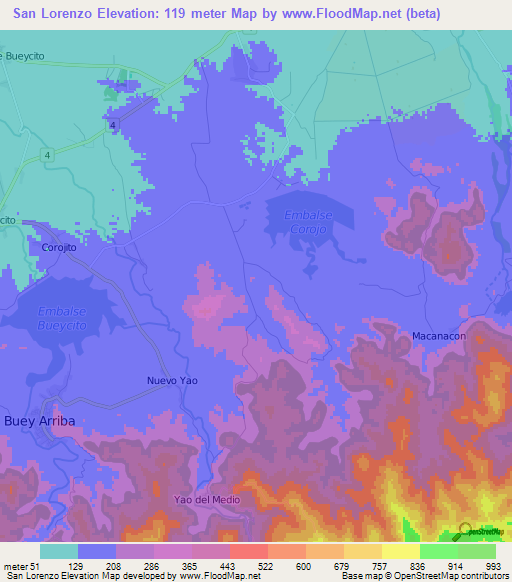 San Lorenzo,Cuba Elevation Map