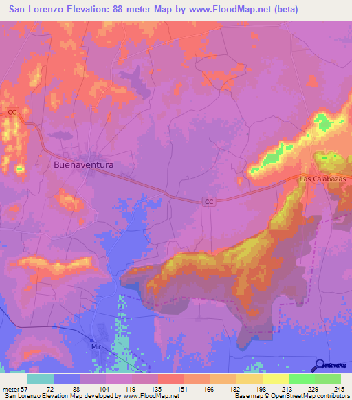 San Lorenzo,Cuba Elevation Map