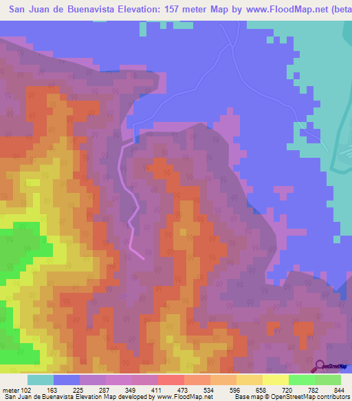 San Juan de Buenavista,Cuba Elevation Map