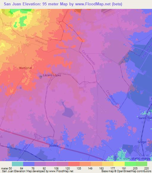 San Juan,Cuba Elevation Map