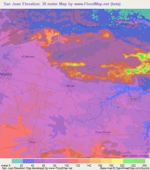 San Juan,Cuba Elevation Map