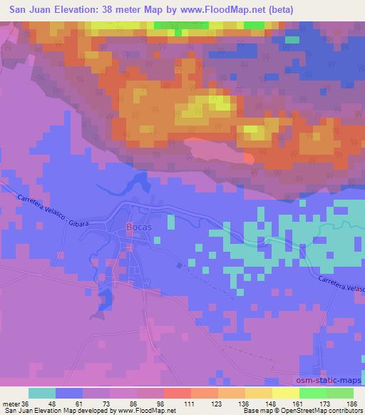 San Juan,Cuba Elevation Map