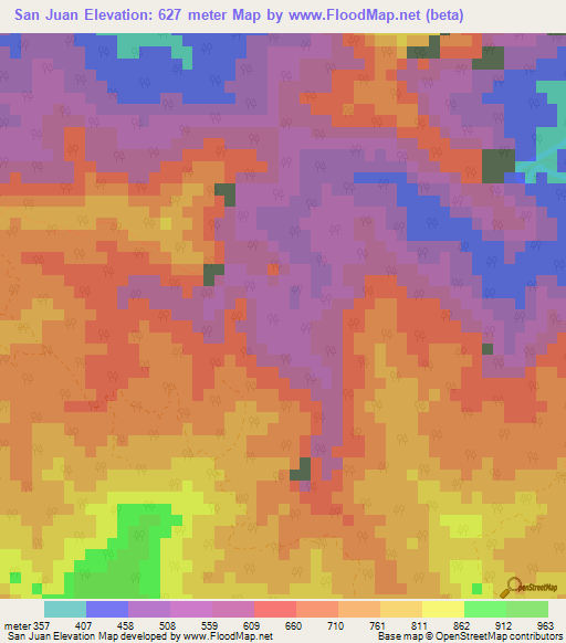 San Juan,Cuba Elevation Map