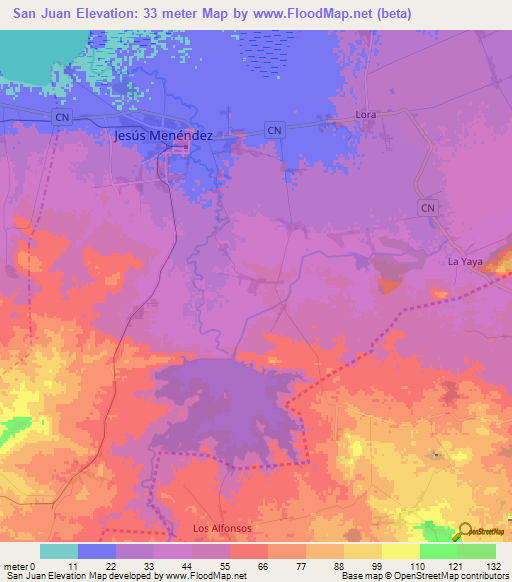 San Juan,Cuba Elevation Map