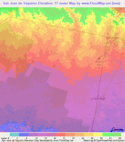 San Jose de Yaquimo,Cuba Elevation Map