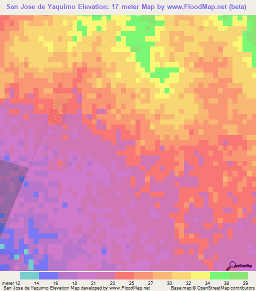 San Jose de Yaquimo,Cuba Elevation Map