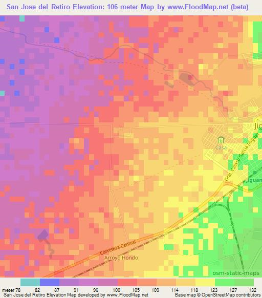 San Jose del Retiro,Cuba Elevation Map