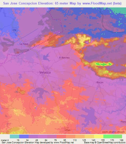 San Jose Concepcion,Cuba Elevation Map