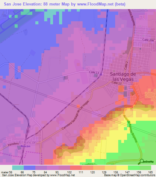 San Jose,Cuba Elevation Map