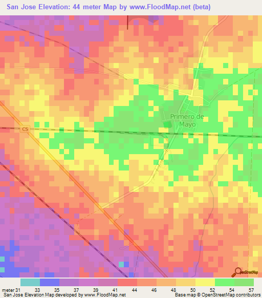 San Jose,Cuba Elevation Map
