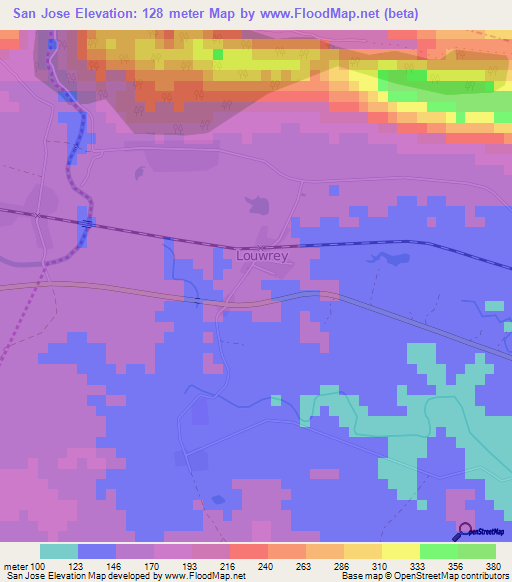 San Jose,Cuba Elevation Map