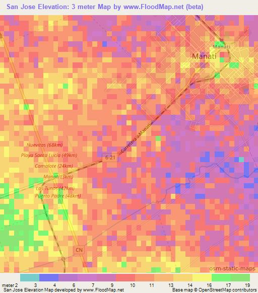 San Jose,Cuba Elevation Map