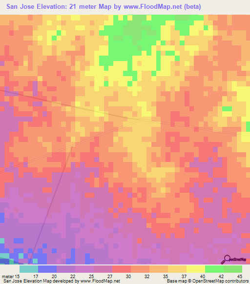 San Jose,Cuba Elevation Map