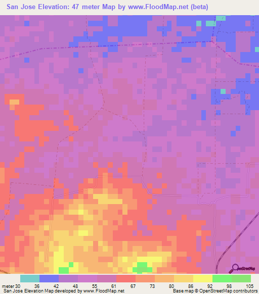 San Jose,Cuba Elevation Map