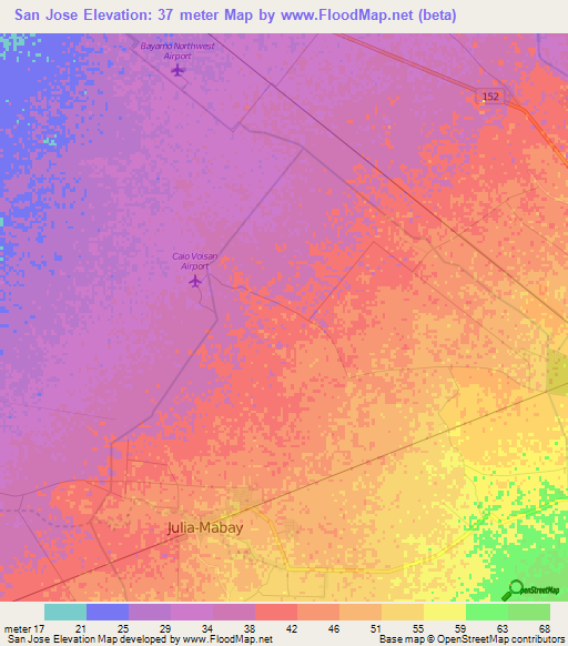 San Jose,Cuba Elevation Map