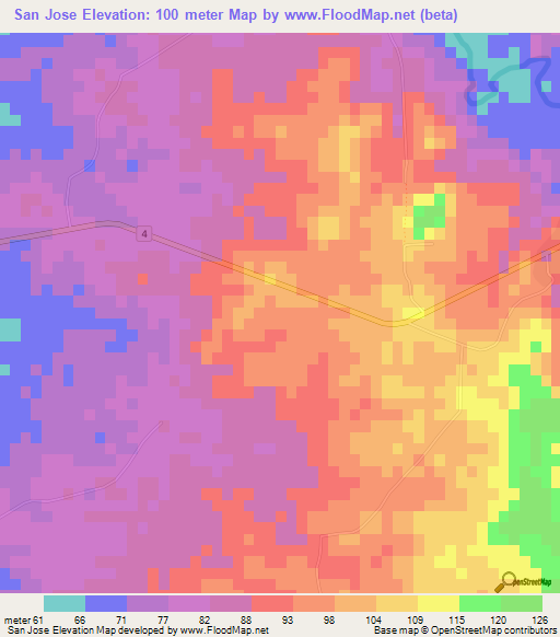 San Jose,Cuba Elevation Map
