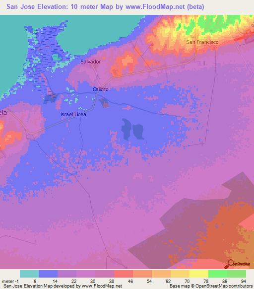 San Jose,Cuba Elevation Map