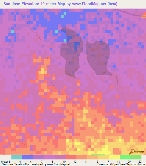 San Jose,Cuba Elevation Map